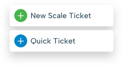 The ScrapIT New Scale Ticket and Quick Ticket buttons on a tablet screen.