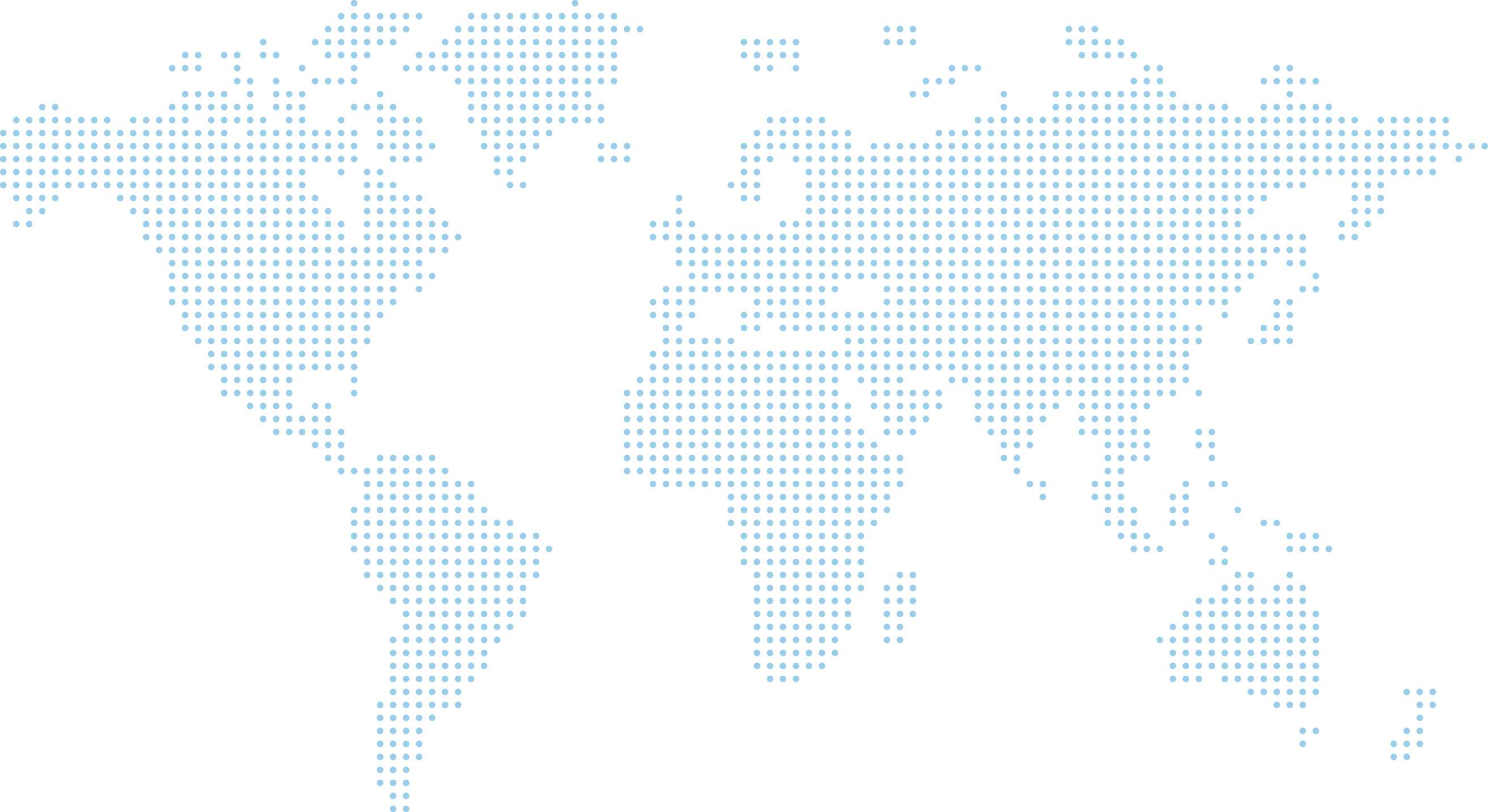 A dotted world map in pale blue.
